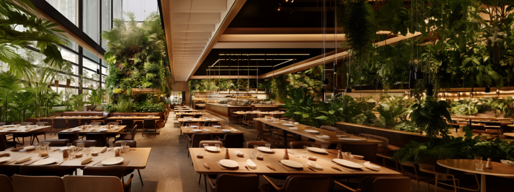 בחירת אדריכל - קיר ירוק בחלל המסעדה - אדריכל פנים