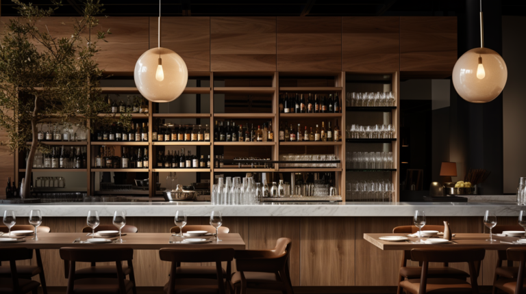 wine bar 2- תכנון בר יין מבט אל דיספליי אלכוהל - רמת גן